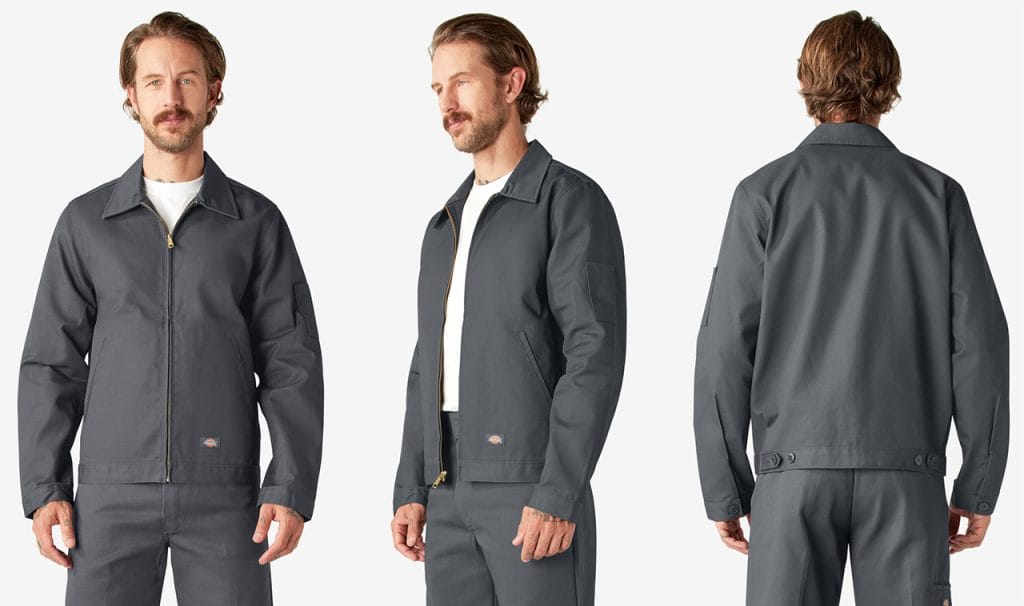 Jaket Eisenhower Dickies berwarna charcoal, simbol gaya fungsional dan warisan militer