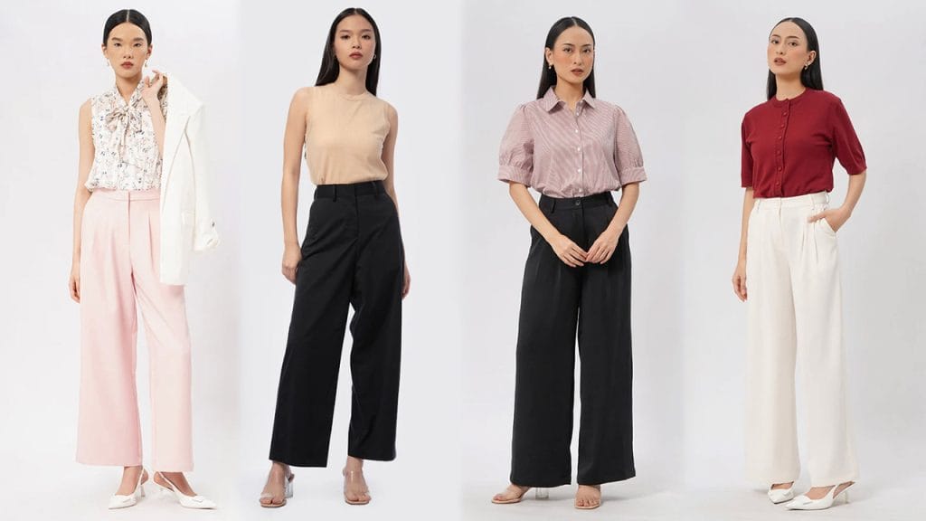 Outfit kantor wanita dengan wide leg jeans