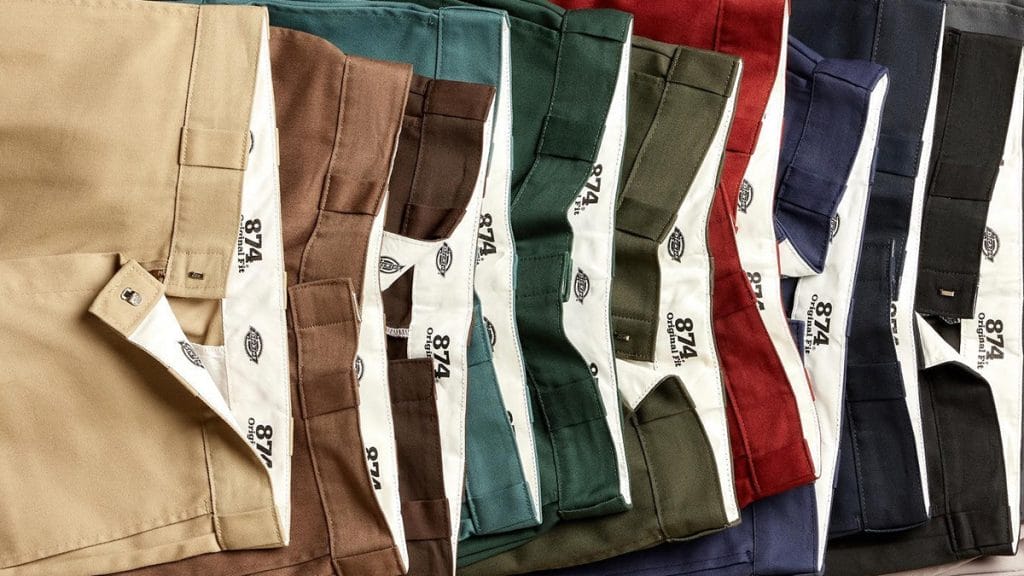Beragam warna celana Dickies 874 original mulai dari hitam, khaki, hingga hunter green