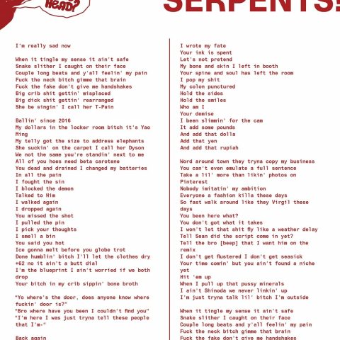Lirik Lagu Rich Brian - Serpents!