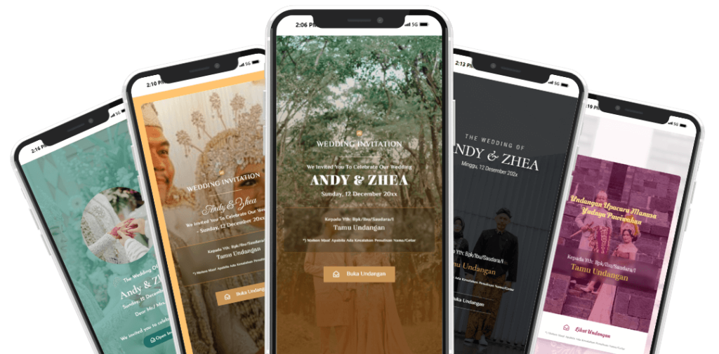 Mockup Undangan Pernikahan Digital Sannubari Responsive Mobile Friendly di Smartphone