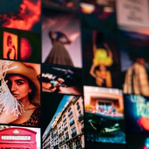 Kolase berbagai jenis fotografi seperti potret, lanskap, arsitektur, dan alam yang menggambarkan keragaman gaya dalam dunia fotografi modern