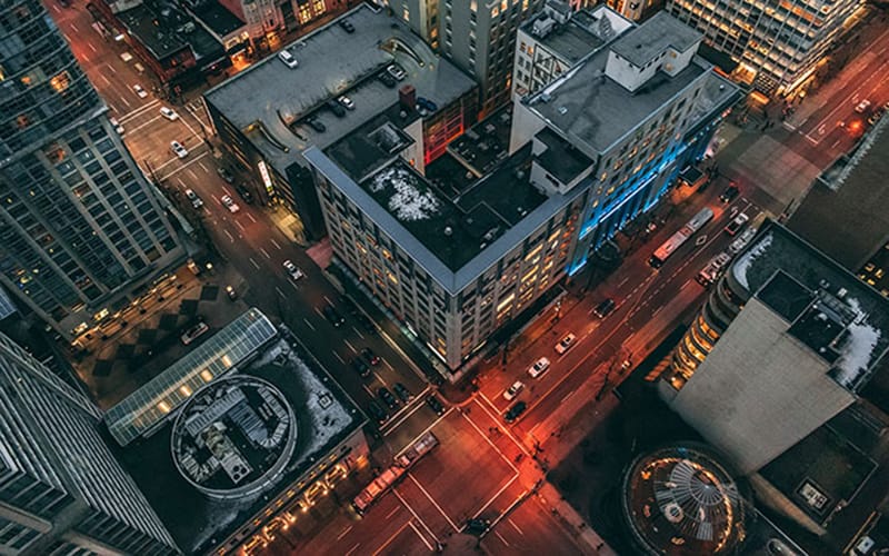 Foto pemandangan kota dari ketinggian menggunakan teknik bird eye view angle dalam fotografi