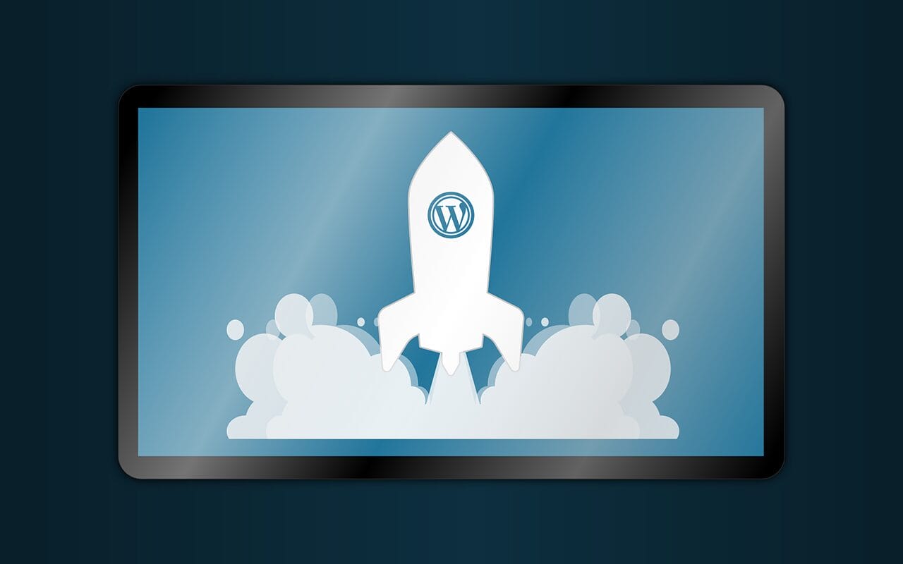 Ilustrasi roket WordPress meluncur sebagai simbol cara mempercepat loading blog WordPress.