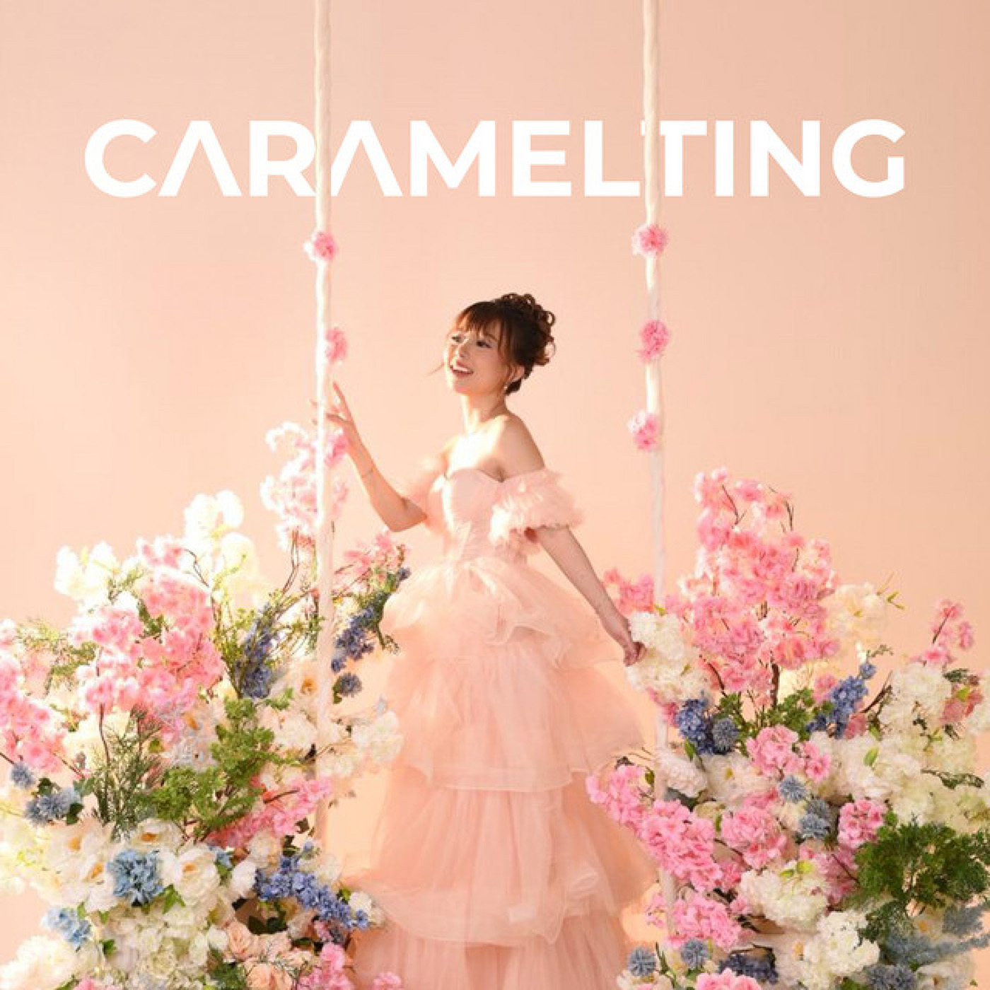 Cece Caramel EP Caramelting cover dengan konsep bunga dan nuansa pastel