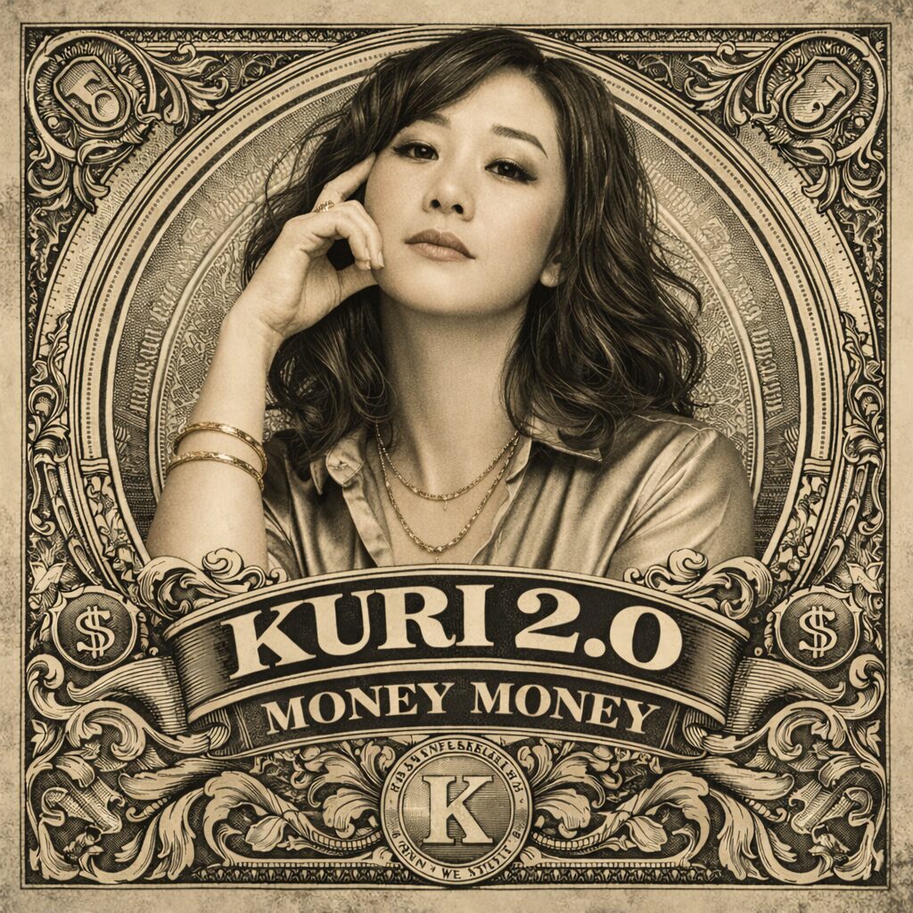 KURI 2.0 Money Money single cover dengan desain uang klasik dan nuansa vintage