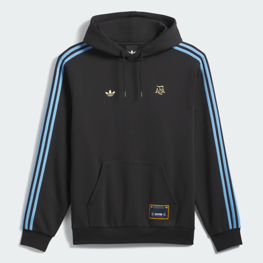 Hoodie Argentina x Thrasher warna hitam hasil kolaborasi adidas dan Thrasher untuk koleksi FIFA World Cup 26