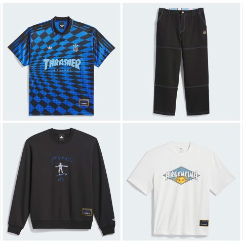 Koleksi adidas x Thrasher x Argentina terdiri dari sepatu, jersey, hoodie, t-shirt, chino, dan bucket hat.