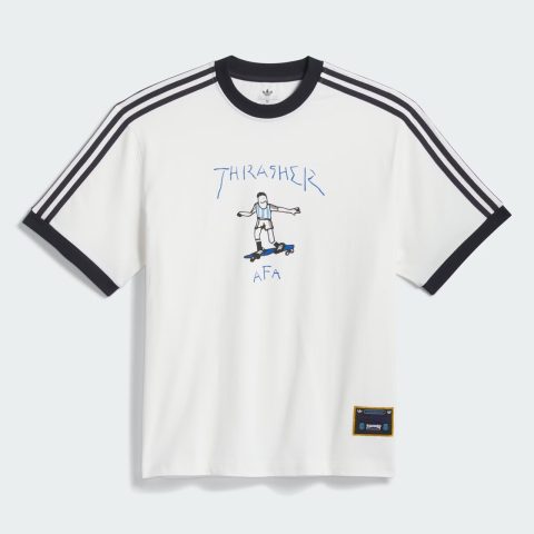 Thrasher X Argentina Gonz Ringer T-Shirt warna Core White hasil kolaborasi adidas dan Thrasher