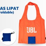 Tas lipat custom Jakarta berbahan parasut dengan logo perusahaan untuk media promosi dan branding bisnis