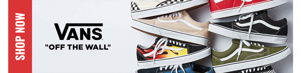 Banner promo Vans Sneakers dengan tombol Shop Now.